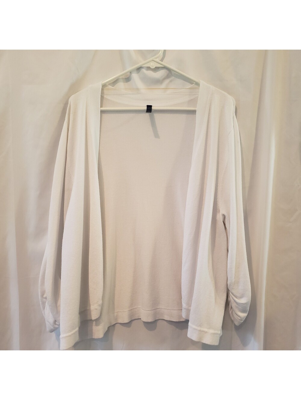 Coldwater Creek 2XL White Open Front Cardigan Ruched Sleeve Lightweight
